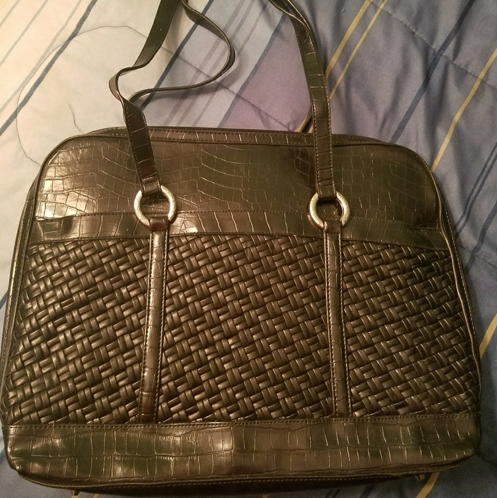 Coldwater Creek black pleather laptop commuter bag